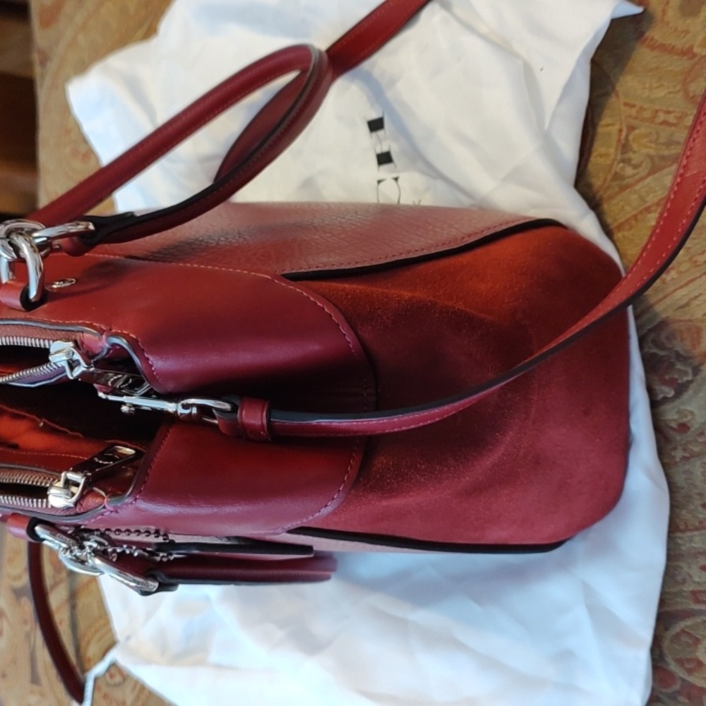 Coach Brooke Leather Suede Cherry crossbody satchel F31418. NWT - Picture 16 of 16